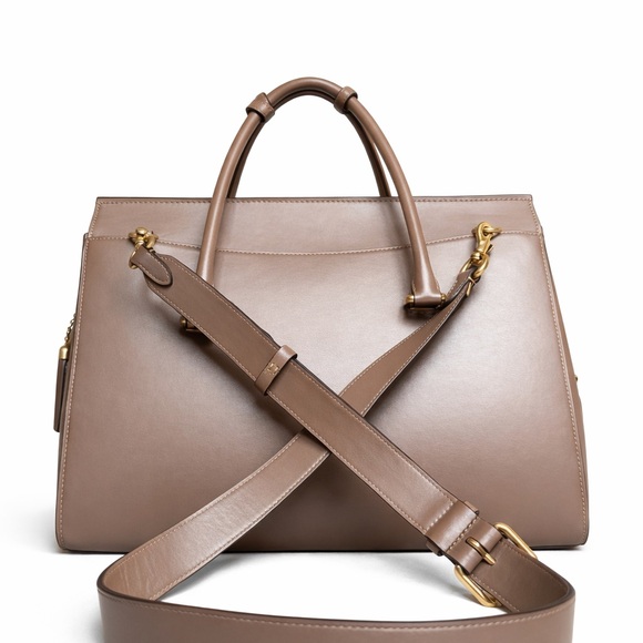 Coach Broome Taupe Leather Top-Handle Bag, Genuine Full Grain Leather - Picture 2 of 7